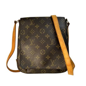 LOUIS VUITTON ルイヴィトン ミュゼット モノグラム サルサ ロング レザー ショルダーバッグ ブラウン A-9985
