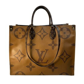 LOUIS VUITTON ルイヴィトン オンザゴーGM モノグラム・ジャイアント M44576 NZ3199 レザー トートバッグ ブラウン A-10240