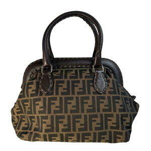 FENDI �t�F���f�B �Y�b�J �L�����o�X �n���h�o�b�O �u���E�� A-11761