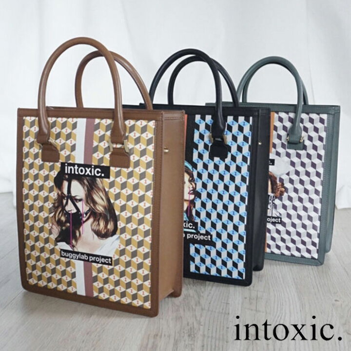 楽天市場 Intoxic イントキシック バギー トート ブリックレーン ビッグ Cb 003b コラボ イラストレーター バッグ かばん レザー Pvc加工 牛革 ロゴ プリント おしゃれ レディース インスタグラム Instagram プレゼント 新品 正規取扱店 Jolisac ジョリサック