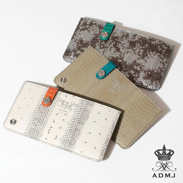 男性】A.D.M.J. フラワーモチーフ スリムウォレット 薄型財布 長財布