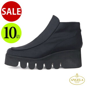 【SALE】【ポイント10倍】 アンジェラ 靴 ストレッチ ショートブーツ イタリア製 キャタピラ 厚底 ブラック | フェリーラ ferrira スニーカー 軽い 黒 歩きやすい 旅行 レディース 【正規品】