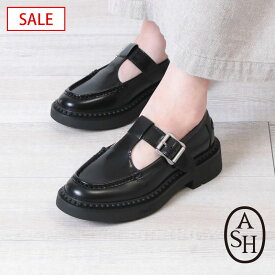 【SALE】【正規販売店】 ASH アッシュ Tストラップシューズ ローファー MASON 139414 | 靴 シューズ ブラック 黒 ストラップ レザーシューズ 本革 高級感 ヴィンテージ加工 旅行 大人 おしゃれ 女性 プレゼント 正規販売店【▼30】