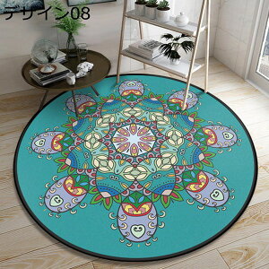 ラグ マット 北欧風 円形ラグ カーペット 滑り止め 洗える おしゃれ 耐摩耗性 軽量 オールシーズン適用 掃除やすい 大きい 200*200 丸形 丸型 玄関マット ペルシャ絨毯風 室内 花柄 デザイン07