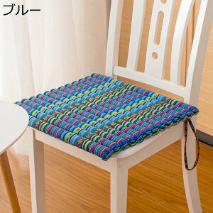 エスニック風 ダイニングチェア用 クッション 正方形 お尻に優しい ひも付き 滑り止め 体圧分散 持ち運び ヴィンテージ ダイニング 和室 座禅 瞑想 オフィス 座布団 シートクッション 40x40cm