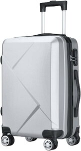 スーツケース キャリーケース 機内持ち込み 40L キャリーバッグ ファスナー式 超軽量 小型 耐衝撃 静音 ダブルキャスター 360度回転 旅行 ビジネス 出張 シルバー Sサイズ(1-3泊)