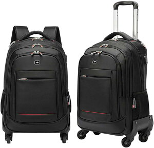 キャリーリュック 3WAY バックパック 機内持ち込み USB充電 キャスター付き ソフトキャリーケース 4輪 リュックキャリー 大容量 防水 ビジネス 出張 旅行 カバン トロリーリュック(ブラック