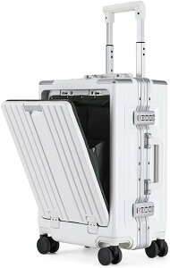 スーツケース USB充電 前ポケット トップオープン アルミフレーム 多機能 フロントオープン キャリーケース TSAロック 複数収納ポケッ 独立ジッパーロ ック キャリーケース (1-3泊/45L/