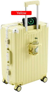 スーツケース フレームタイプ USBポート付き キャリーケース Mサイズ 60L 7カラー選ぶ 4-7日用 泊まる カップホルダー付き 軽量 大容量 多収納ポケット トランク 旅行 GOTOトラベル