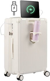 キャリーケース スーツケース 拡張機能付 耐衝撃 超軽量 キャリーバッグ 大容量 60L 静音 ダブルキャスター 360度回転 TSAローク搭載 USBポート カップホルダー 隠しフック機能付き ファ