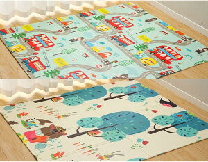 ベビープレイマット 200*180*1.5cm 折り畳み式 遊び 学べる 楽しい ベビー 防水 防音 両面使用可 キッズ用プレイマット 清掃簡単 衝撃緩和 動物 可愛い 収納 滑り止め 安全無味 出産