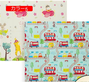 プレイマット 200*180*1cm 折り畳み式 動物園 滑り止め キッズ用プレイマット 安全無味 遊び 学べる 可愛い ベビー 楽しい 両面使用可 収納 衝撃緩和 防水 防音 出産祝い ルームマット