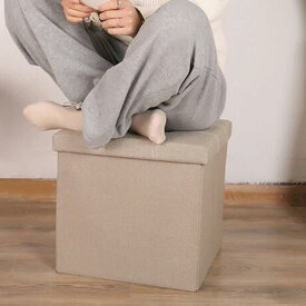 収納ベンチ 足置き台 オフィスチェア 76*38*38 防塵 収納スツール オシャレな収納ボックス 綿麻製 多機能収納 ストレージチェア インテリア カーキ 小物収納 玄関ベンチ 折り畳み式 大容量