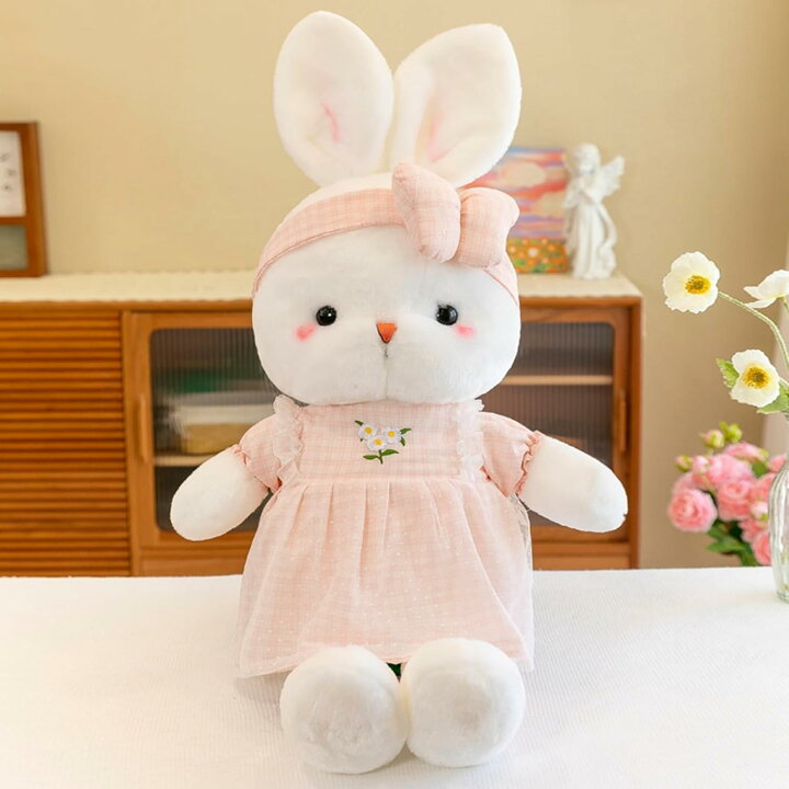 楽天市場】ウサギぬいぐるみ ワンピース兎 ピンク 50cm 縫い包み 