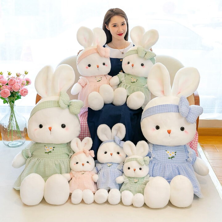 楽天市場】ウサギぬいぐるみ ワンピース兎 ピンク 50cm 縫い包み 