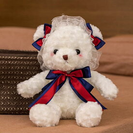 ぬいぐるみ クマ ロリータ風 ベア 軽量 レディース もこもこ 可愛い 熊 インテリア 蝶結び 柔らかい 癒し系 お姫様 超キュート ガールズ ロリィタ ゴスロリ リボン 結婚祝い バレンタインデー