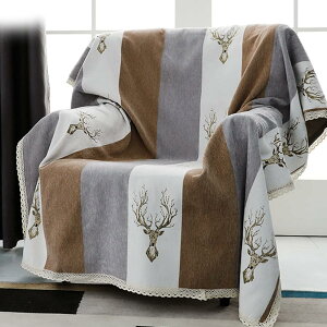 北欧風 マルチカバー おしゃれ ソファカバー おしゃれ ブランケット ベッドカバー ストライプ 180*150cm レースの縁取り シェニール ひざ掛け 180*260 ハーフケット 大判 柔らかい