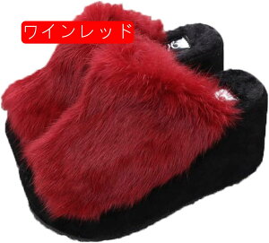 ファーサンダル サボ ファースリッパ ファー サンダル 厚底 ミュール レディース 厚底サンダル リアルファー ウェッジソール ルームシューズ 黒 滑り止め 秋冬用 痛くない 疲れない おしゃ