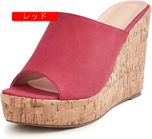 コンフォートサンダル レディース 歩きやすい 黒 厚底サンダル 11cmヒール かわいい オフィスサンダル 疲れない 美脚 ウェッジソール サンダル 黒 サンダル 赤い 疲れにくい 合成皮革 ウエッ