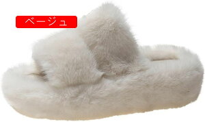 厚底 サンダル ルームシューズ スリッパ レディース ふわふわ 靴 5cmヒール ミュール かわいい 滑り止め ダブルベルト サンダル ファーサンダル ファースリッパ 可愛い もこもこ フラットシ