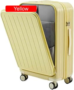 フロントオープン キャリーケース 前開き スーツケース Mサイズ キャリーバッグ USBポート付き カップホルダー・フック付き 4-7日用 泊まる 軽量 大容量 多収納ポケット トランク 【前開け 出