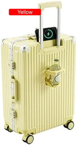 スーツケース フレームタイプ USBポート付き キャリーケース Mサイズ 60L 7カラー選ぶ 4-7日用 泊まる カップホルダー付き 軽量 大容量 多収納ポケット トランク 旅行 GOTOトラベル