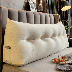 ツネユウ 三角クッション 大きい 背もたれ クッション ベッド おしゃれ クッションソファ 枕 120*22*50cm 腰枕 北欧風 洗える 厚い 背当て抱き枕 三角クッション カラー1 側面ポケット