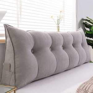 三角形ウェッジ枕 ベッドクッション ベッド ロングクッション グレー ヘッドボード 80*50*20cm 背もたれ付きクッション 北欧 パール綿 背当てクッション バックサポート 60*50*20cm