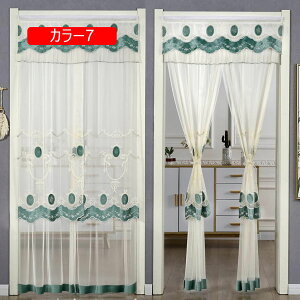 のれん レース 北欧 カラー おしゃれ ショート丈 花柄 透け感 間仕切りカーテン 断熱 涼夏 ロング 80*180 カーテン 暖簾 シンプル 突っ張り棒式 インテリア 柔らかい 明るい ナチュラル