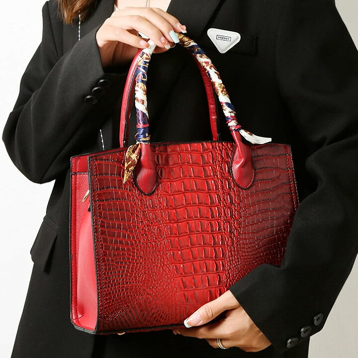 楽天市場】クロコダイル柄 トートバッグ スカーフ付き レディース 