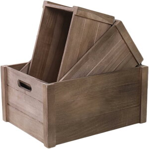収納ボックス 木製ボックス 木の箱 押入れ収納 バッグ収納 小物整理 取っ手付き 整理箱 衣類 A4 雑誌 小物 整理整頓 木製ボックス アンティーク風 木製ボックス アンティーク風 40*30*20