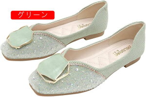 パンプス 痛くない 結婚式 レディース スクエアトゥパンプス シューズ キラキラ ウェディングシューズ ローヒール フラットヒール パンプス ブライダルシューズ ラインストーン パーティー