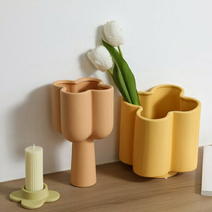 楽天市場】花形花瓶 クリーム色 セラミック 陶磁器 陶芸 花立て 華瓶 