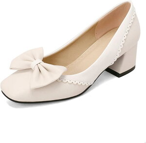 大きいサイズ パンプス レディース チャンキーヒール スリッポン リポン 5CMヒール ロリータ靴 エナメル スクエアトゥ 通勤 通学 日常 春秋 仮装 レジャー 可愛い オフィス 男の娘