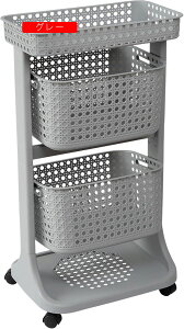 ケイズプランニング ランドリーバスケット スリム 2段 キャスター付き 洗濯カゴ ランドリーワゴン 在庫 ベージュ