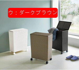 ディノス 家具 収納 トイレ収納 洗面所収納 ランドリーボックス ランドリー ラタン調 フタ付キャスターバスケット 大(サイズはありません ウ:ダークブラウン)