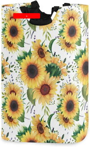 ランドリーバスケット 折りたたみ 大容量 ひまわり ランドリーかご おしゃれ 収納バッグ 洗濯カゴ 取っ手付き