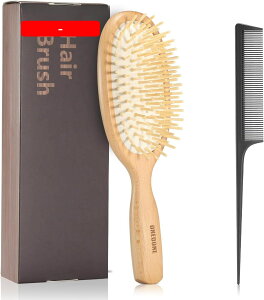 ヘアブラシ レディース メンズ こども パドルブラシ くし 人気 木製 櫛 ヘアケア 高? コーム サラサラ 艶髪 絡まない