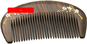 くし ヘアブラシ 天然白檀木製 帯電防止桃 花彫刻固体くし 半月形櫛 女性 男性