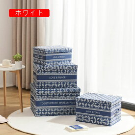 収納ケース 布団収納バッグ 綿麻 50x40x30cm 全4サイズ プリント柄 おしゃれ ブルー グレー 大容量 蓋付き 防塵 繰り返し使用 ぬいぐるみ収納 枕 毛布整理ソフトケース
