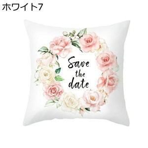 白 ピンク クッションカバー 45×45cm ポリエステル 冷感 洗濯OK 装飾枕カバー 花柄 葉 オシャレ シンプル 北欧 車用 背当て ソファー 家庭用 オフィス 椅子 部屋雑貨 インテリア 飾り 座布団カ