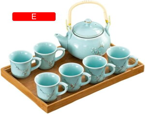 茶器セット 急須 湯呑セット マルチ ティーセット 茶具セット 茶器 茶皿 茶道 和風 クラシック磁器茶具 8点セット プレゼント おしゃれ (E)
