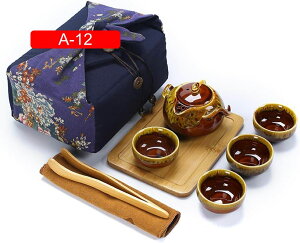 セラミックティーセット 陶器 茶器セット ティーポットティーカップ 急須 茶こし 旅行 お出かけ用 収納バッグ付き 和風急須 煎茶碗