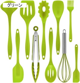 キッチンツールセット シリコン 調理器具 製菓器具 ツール10点セットフライ返し おたま トング ヘラ トング 泡立て器 ブラシ スパチュラ パスタサーバー レードル ターナー スプーン ベーキング
