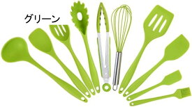 キッチンツールセット シリコン 調理器具 製菓器具 ツール10点セットフライ返し おたま トング ヘラ トング 泡立て器 ブラシ スパチュラ パスタサーバー レードル ターナー スプーン 耐熱性 ケー