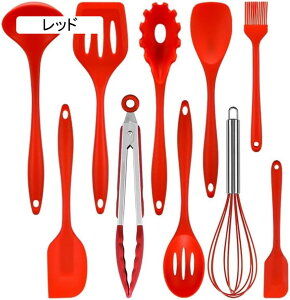 キッチンツールセット シリコン 調理器具 耐熱性製菓器具 ツール10点セットフライ返し おたま トング ヘラ トング 泡立て器 ブラシ スパチュラ ケーキ 泡立て器 調理道具 ベーキング (ブルー