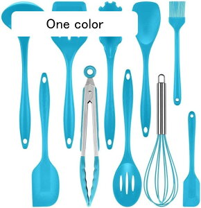 キッチンツールセット シリコン 調理器具 耐熱性製菓器具 ツール10点セットフライ返し おたま トング ヘラ トング 泡立て器 ブラシ スパチュラ ケーキ 泡立て器 調理道具 ベーキング (ブルー