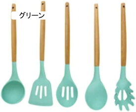 5点セット キッチンツールセット 製菓器具セット シリコン 木製の取っ手 料理 基本 ツール 調理器具 230℃まで耐熱 食洗機に対応 キャンプの調理用セット キッチン用品セット