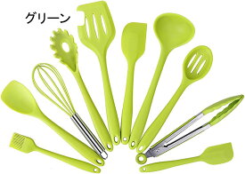 キッチンツールセット 10点セット シリコン 調理器具 耐熱シリコン製菓器具 調理器具 フライ返し おたま トング ヘラ トング 泡立て器 ブラシ スパチュラ パスタサーバー 清潔で便利です 収納便利