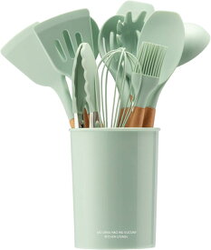 キッチンツールセット 調理器具 11点セット 木製のハンドル クッキングツール 器具 台所用品 耐熱シリコン 調理 料理 製菓器具 トング 泡たて器 シリコンブラシ スパゲッティサーバー おたま 穴あ